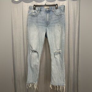 Everlane Light Wash Distressed Original Cheeky Jeans / Size 32R